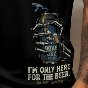 I'm Only Here For The Beer" Skeleton Hand Graphic T-Shirt Black
